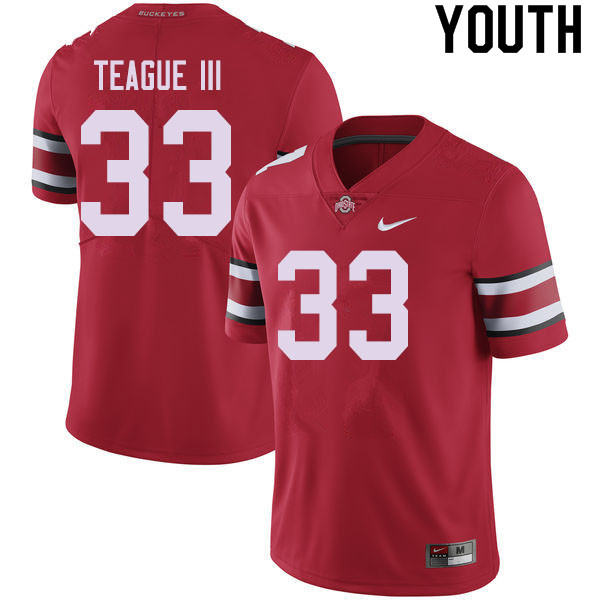 Youth Ohio State Buckeyes #33 Master Teague III Red Authentic College Stitched Football Jersey 23TQ043UF